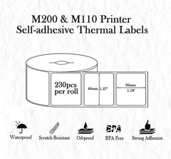 40 Rolls 40x30mm White Self-Adhesive Thermal Label for Phomemo M110 M220 Printer