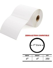 4 Rolls 4×4 (4″ x 4″) Direct Thermal Zebra Eltron Labels (350 Labels/Roll)