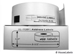 Non-OEM Fits BROTHER DK-1201 Labels (1-1/7″ x 3-1/2″) – (6) Rolls of 400