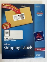 Avery 5263 True Block Shipping Labels White Laser 2″ x 4″ 250 Labels 25 Sheets