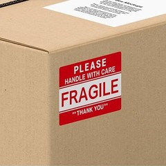 Roll of 500 Red Fragile Labels (5×9 cm) Handle with Care Adhesive Warning Labels