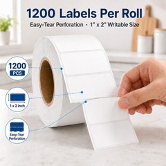 1200 Removable Freezer Labels 1X2 Inch Waterproof, Oil & Tear Resistant Blank Fo