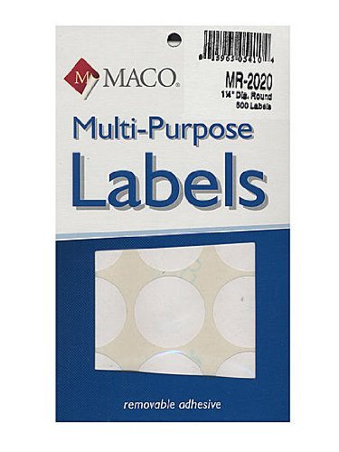 Maco Multi-Purpose Handwrite Labels round 1 1/4 in. MR2020 18pks