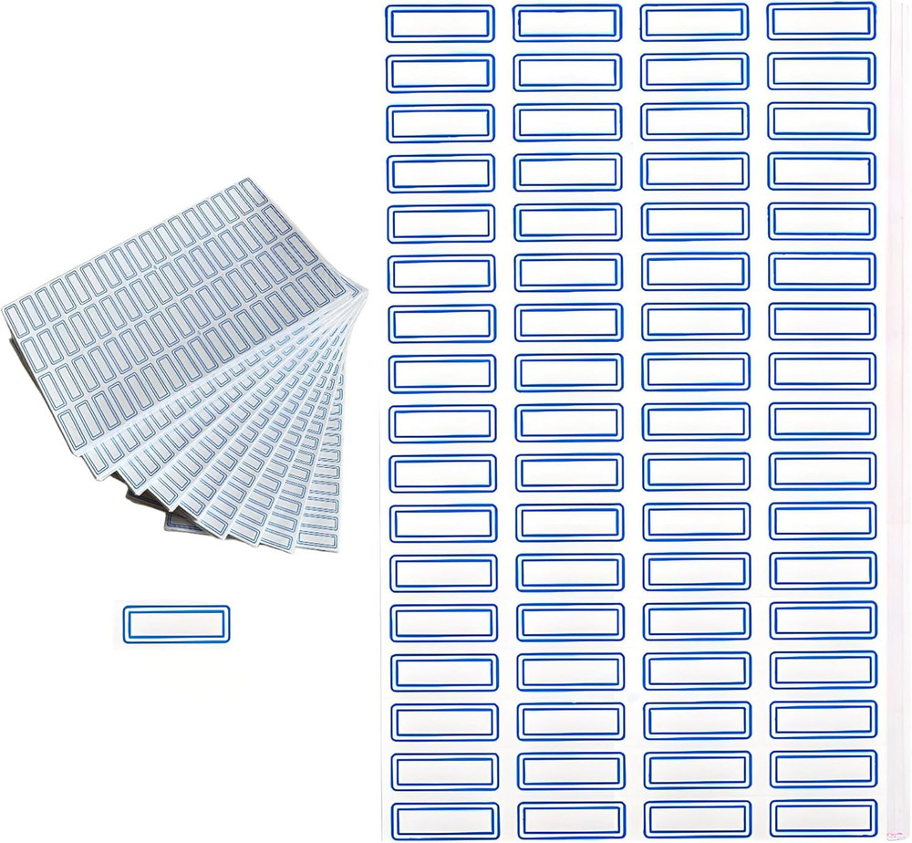 3400 Pack 1.1″ x 0.5″ Small Blue Border White Labels Stickers for Writing, Price