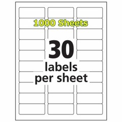 1 x 2 5/8 30000 Address Blank Labels Laser Ink Jet Mailing Adhesive 2.625 x 1