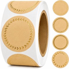 500 Kraft Canning Labels, 2 Inch round Sticker Labels, Gold Foil Labels for Jars