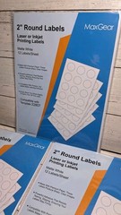 MaxGear 2″ Round Matte White Sticker Labels for Inkjet or Laser Printer 3pk 360p