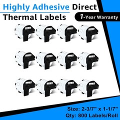 12Rolls 1-1/7″ x 2-3/7″ Paper Address 800 Labels DK-1209 for Brother QL-720NW