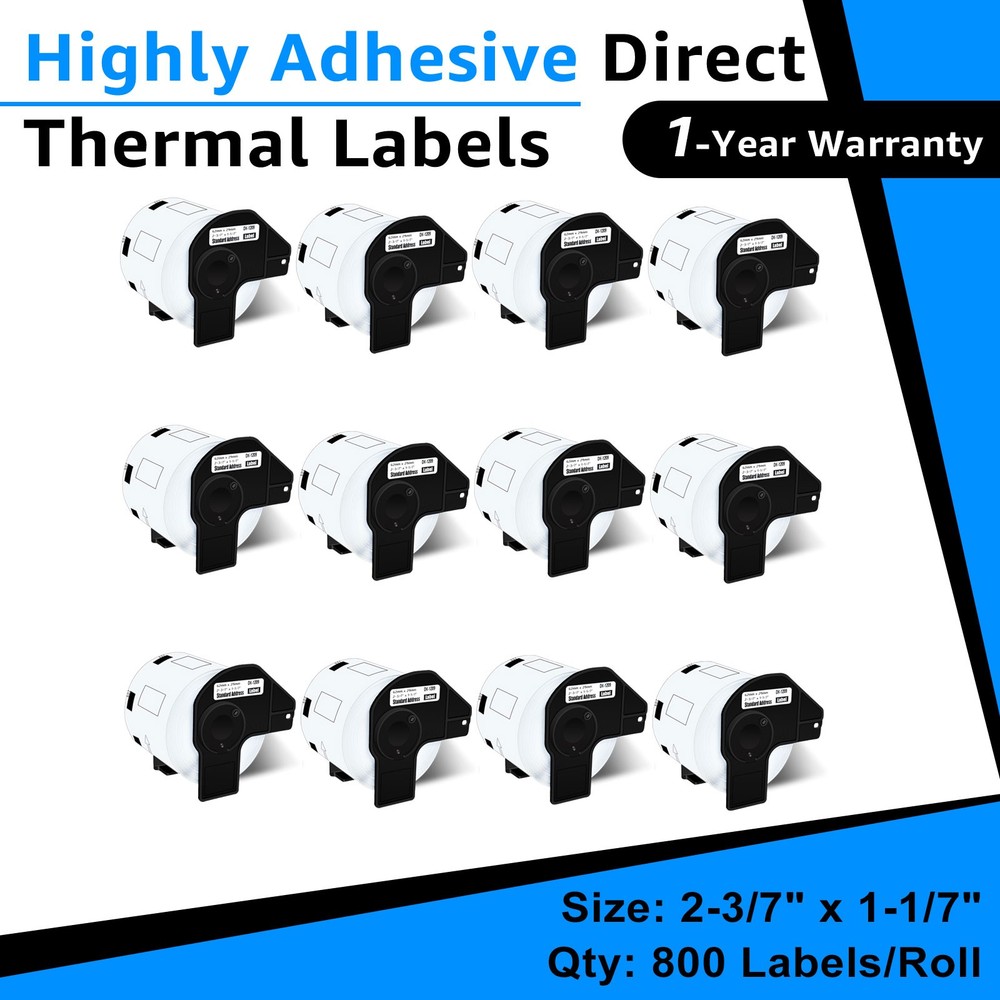 12Rolls 28.9mmx62mm Samll Paper Address 800 Labels DK-1209 for Brother QL-720NW