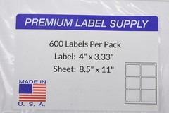 Lot Of 1800 Premium Label Supply 4″ x 3.33″ White Self-Adhesive Shipping Labels