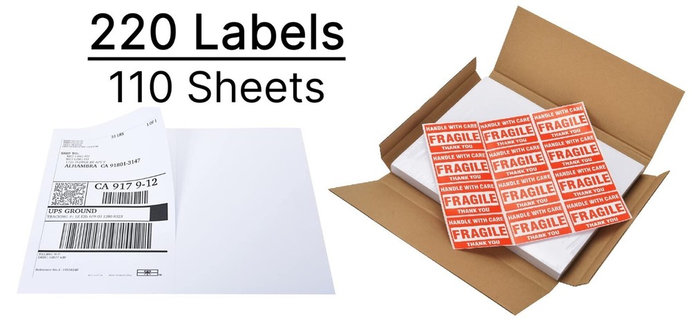 220 Half Sheet Shipping Address Labels 5.5″ 8.5″ Laser Ink Printer Ebay Brother