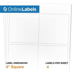 OnlineLabels 4″ x 4″ Labels – White Matte – Inkjet/Laser – 2,000 Sheets