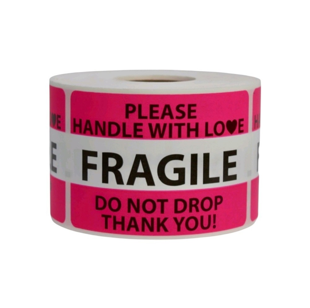 Shipping Labels 2×3 Pink Fragile DND Permanent Adhesive Labels 2 RLS of 300 EA