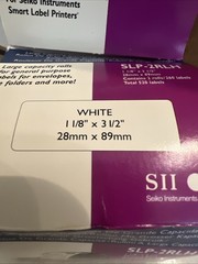 New In Box 520 Seiko SLP-2RLH Labels 1-1/8 X 3-1/2 2-Rolls White SII Smartlabel