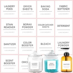 Laundry Labels for Jars,16 PCS Minimalist Laundry Room Labels,Removable Waterpro