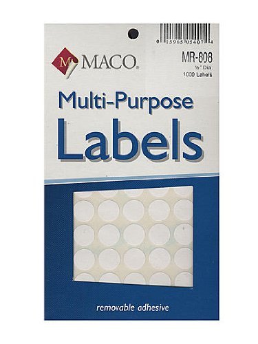 Maco Multi-Purpose Handwrite Labels round 1/2 in. 1000 [PACK OF 6 ] mr808