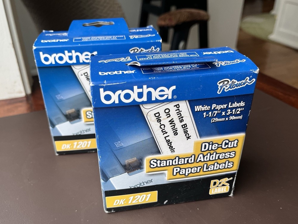 2 PACK Brother QL Label Printer DK-1201 Standard White Paper Address Labels