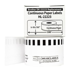 Non-OEM Fits BROTHER DK-2223 Continuous Labels (1-31/32″ x 100 feet) (50) Rolls