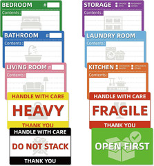 160-Count Moving Box Labels, 5 X 3 Inch Color-Coded Labels for Packing Boxes, 4