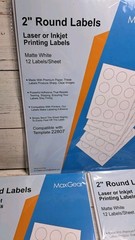 MaxGear 2″ Round Matte White Sticker Labels for Inkjet or Laser Printer 3pk 360p