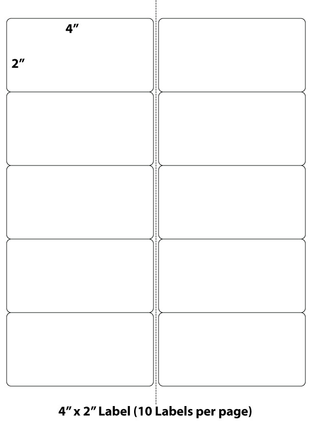 4″ x 2″ – 10 Up Uncoated Laser Inkjet Labels (10 per page) – Various Quantities