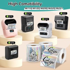 3 Rolls Holographic Thermal Labels 40 * 30mm Square Sliver Custom Sticker for…