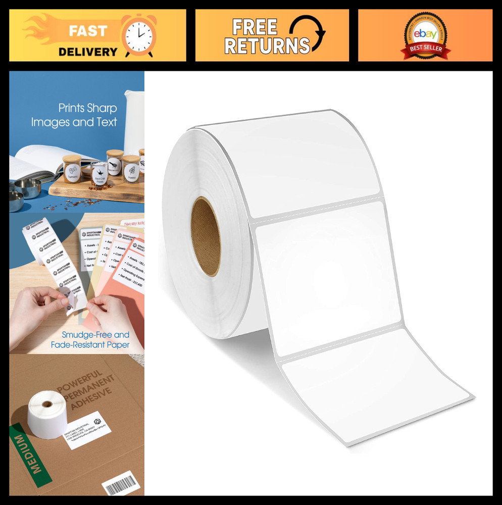 3″ x 2″ Direct Thermal Labels – 7000 Count, 10 Rolls – Perforated Barcode & Ship