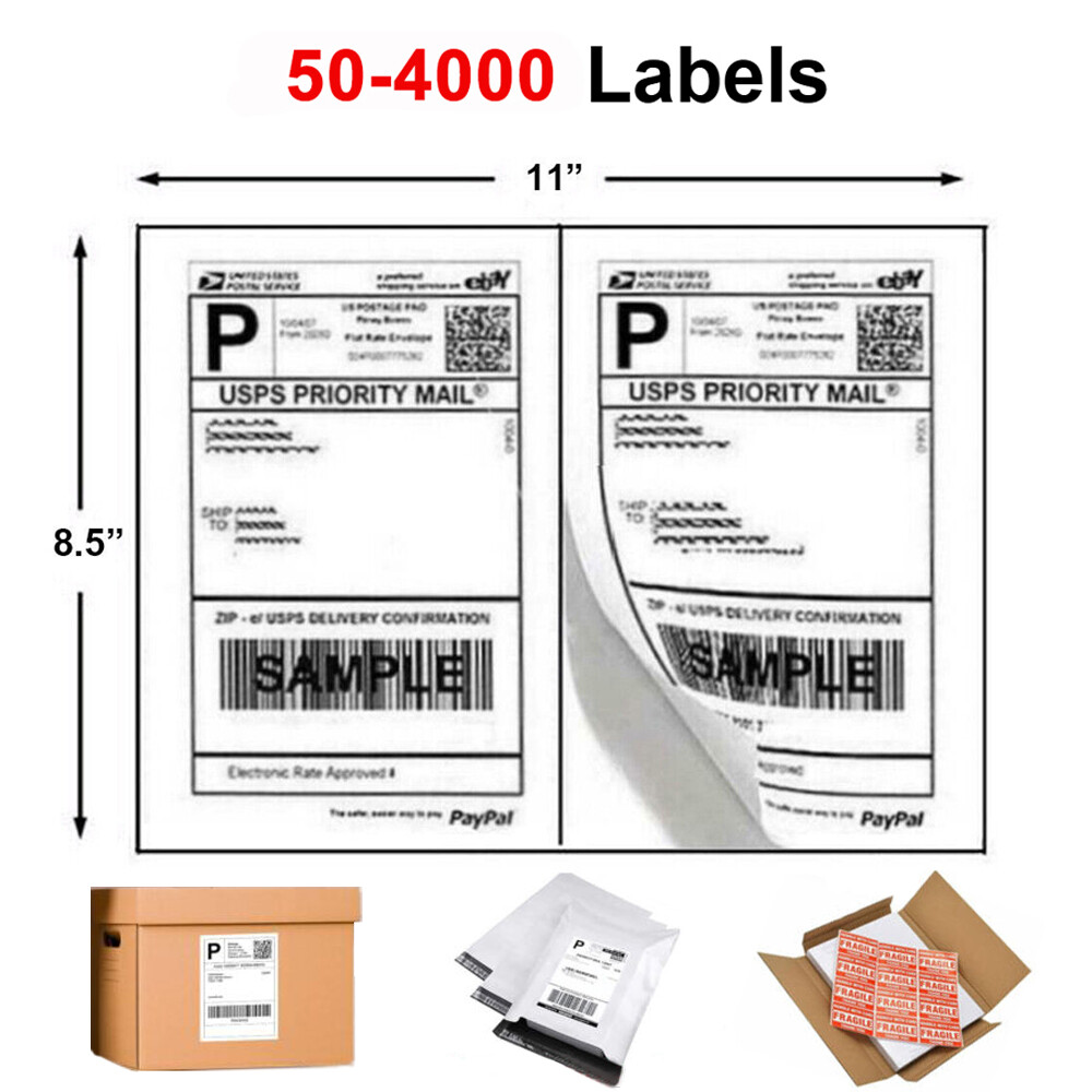 50-4000 Premium 8.5″ X 5.5″ Half Sheet Self Adhesive Shipping Labels 2 Per Sheet