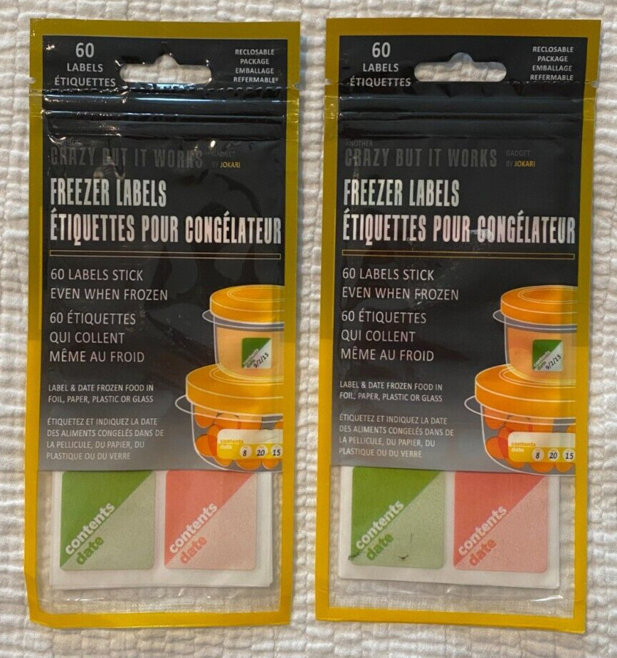 Crazy But It Works by Jokari Sticker Freezer Labels 2 Packs NEW