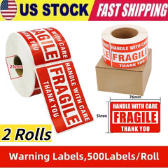 1000 Fragile Stickers 2×3 Fragile Labels Sticker Handle With Care Mailing Label~