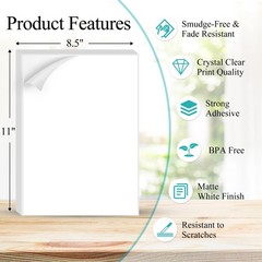 30 Sheets 8.5×11 Inch Full Sheet Label Sticker Paper Printable White Paper