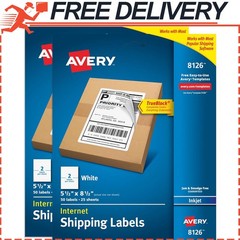 Avery HalfSheet Printable Shipping Labels 5.5″ x 8.5″ Customizable Stickers