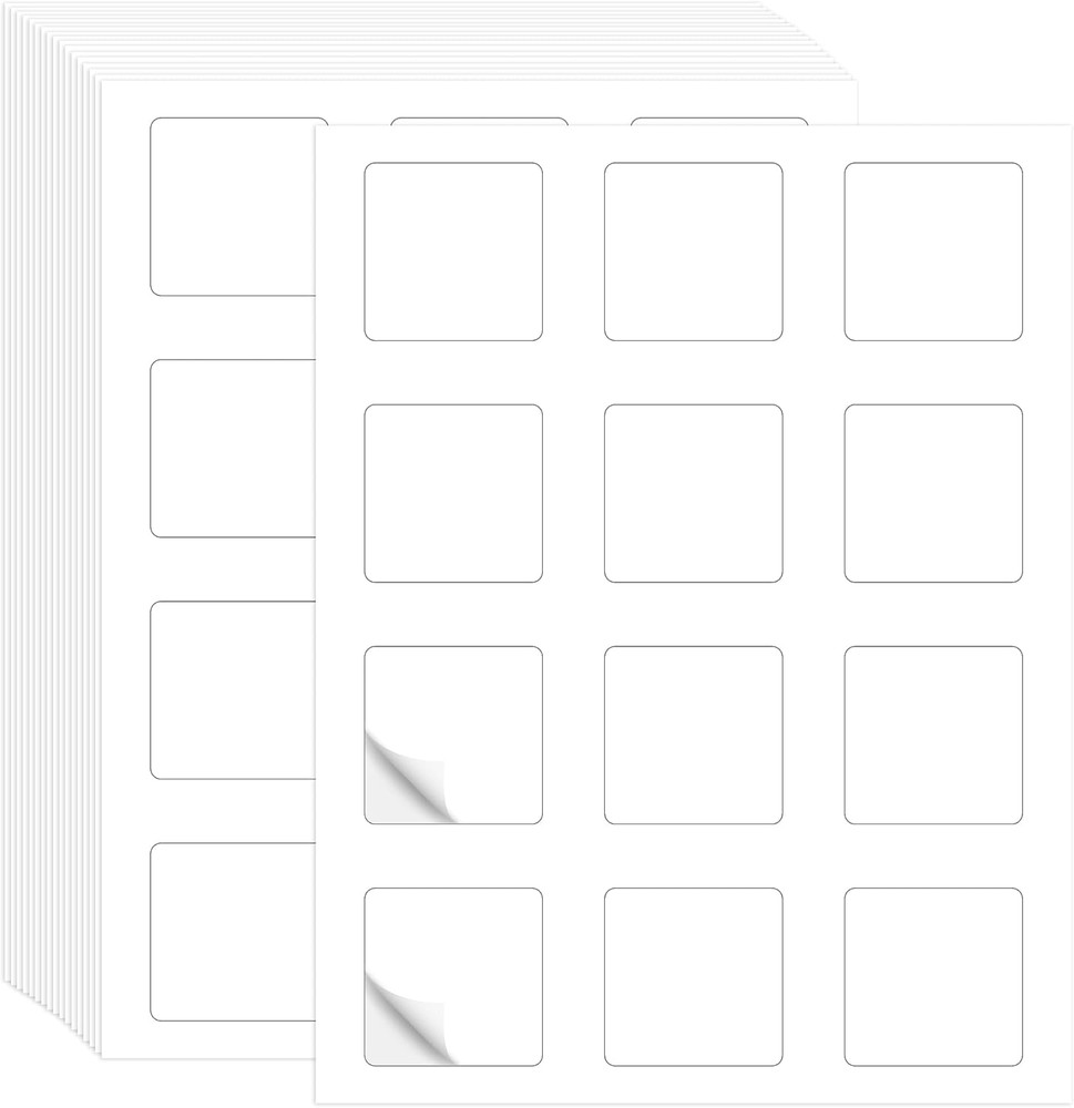 1200 Printable Matte Square Sticker Labels, 2″ X 2″ – 12 Labels/Sheet, 100 Sheet
