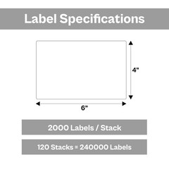 240000 Labels 4″x6″ Fanfold Thermal Transfer Labels White 2000 Labels/Stack