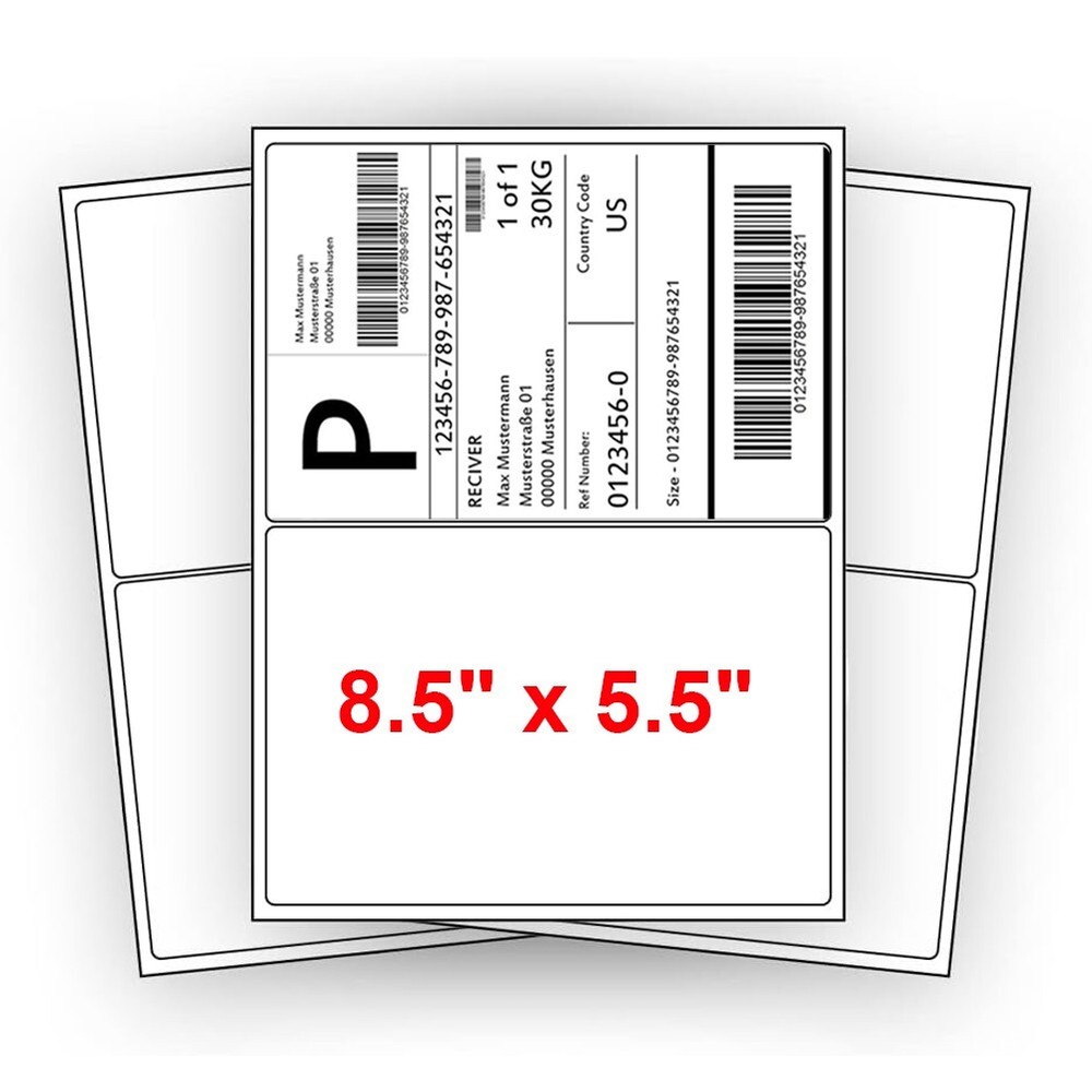 2000 Shipping Mailing Labels 8.5″x5.5″ Half Sheet Self Adhesive 2 Per Sheet UPS