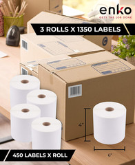 enKo (3 Rolls, 1,350 Labels) 4 x 6 Direct Thermal Address & Shipping Labels Comp