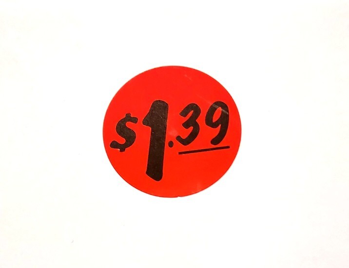 $1.39 Discount Pricing Labels Price Point Sale Adhesive Sticker Label 1000 PCS