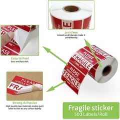 Fluorescent Red 2″ x 3″ Fragile Stickers – 500 Count for Reliable Protection