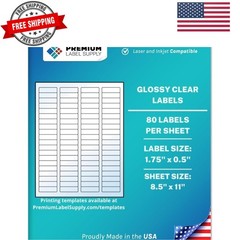 Glossy Clear Return Address Labels – 1.75″ x .5″ – Laser/Inkjet Compatible – …