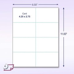 Letter Size Laser/Ink Jet 100# Tag Perforated Cards 8 up per Page, 4-1/4 x 2-3/4