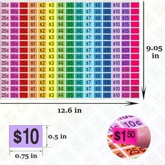 Price Stickers 2250 Pcs Preprinted Garage Sale Labels 1/2 x 3/4 Inch Bright