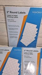 MaxGear 2″ Round Matte White Sticker Labels for Inkjet or Laser Printer 3pk 360p