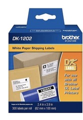Genuine Brother DK-1202 White Paper Die-Cut Shipping Labels 300 Labels/Roll
