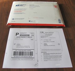 250 Click N ship Labels, New with tear-off receipt, Perforation, Made in the USA