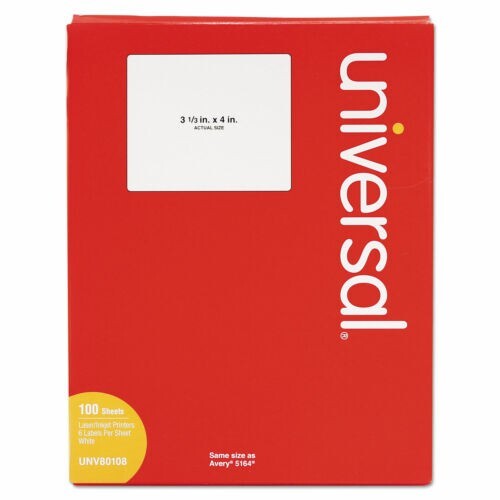 Lot of 2 Universal Laser Printer Permanent Labels 3 1/3 x 4 White 600/Box 80108