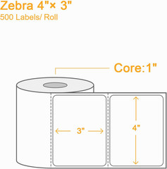 6000 Direct Thermal Labels 4″ x 3″ for Zebra & Rollo Printers – 12 Rolls