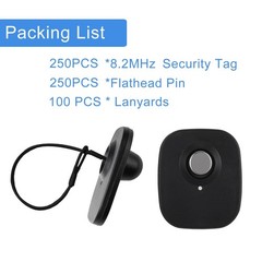 250 Pcs 8.2Mhz RF Clothing Security Tags EAS Mini Square Tag with Pins