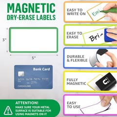 32 Pack Dry Erase Magnetic Labels 3×5 in – Magnetic Name Tags for Classroom L…