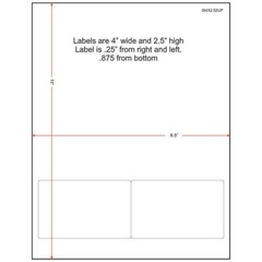 4″ x 2-1/2″ (4″ x 2.5″) Integrated Laser Label Form Sheets, 2 Up Labels (Carton