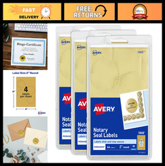 Printable Gold Notary Seal Labels – 2″ Diameter, Inkjet, 3-Pack, 132 Total Seals